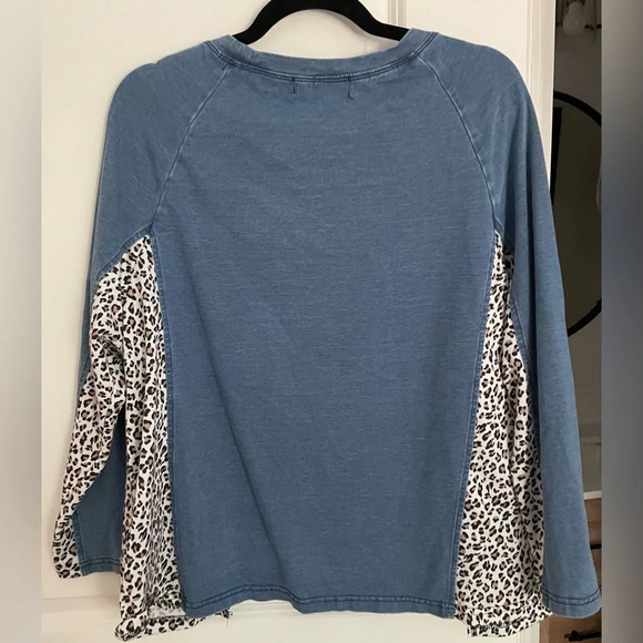 Minkas Denim & Leopard Print Blouse - Picture 5 of 5